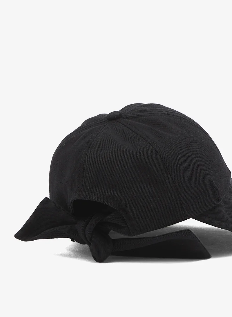 Ginger Classic Corduroy Cap With Ribbon Tie Detail